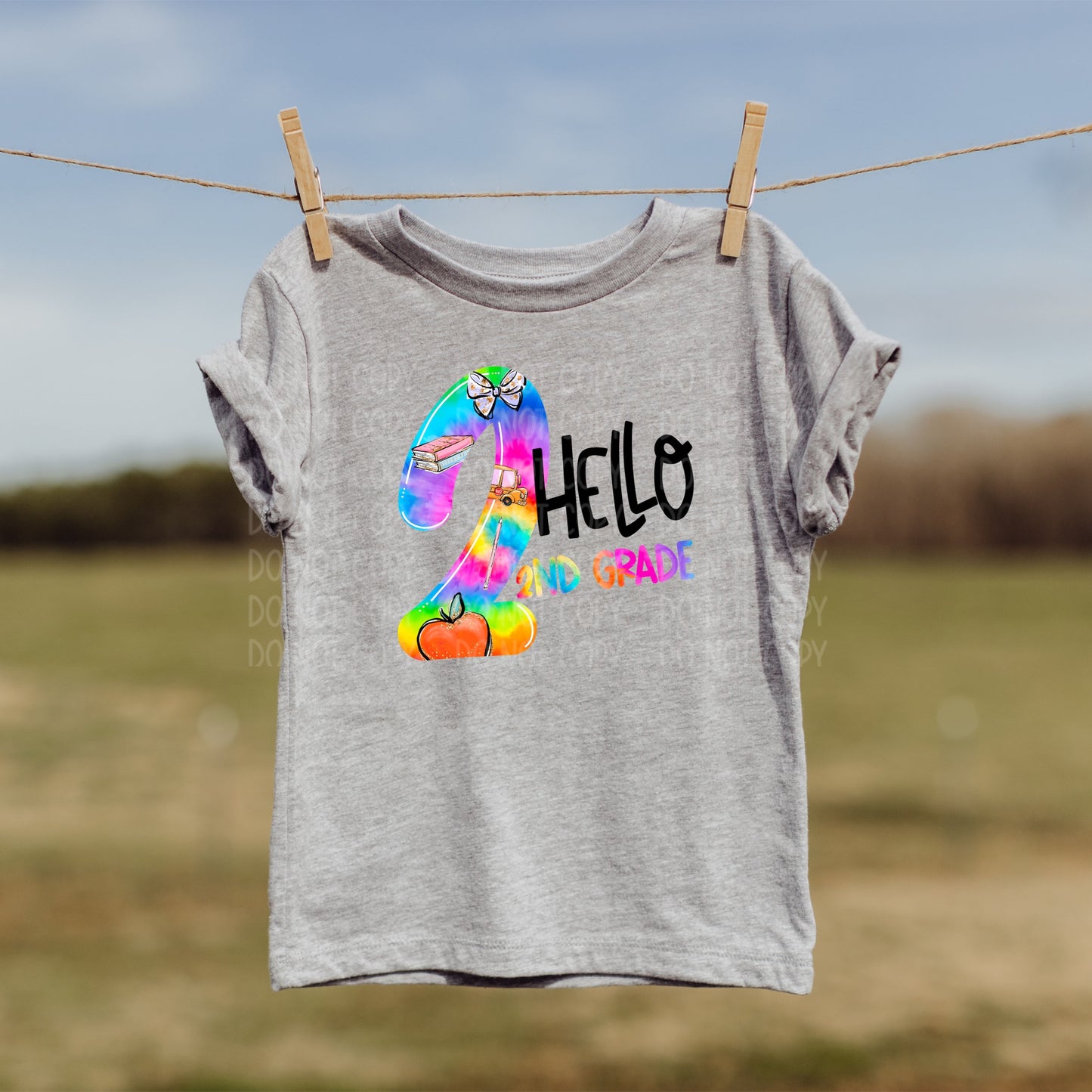 DTF TRANSFER Tie Dye Hello 2nd Grade