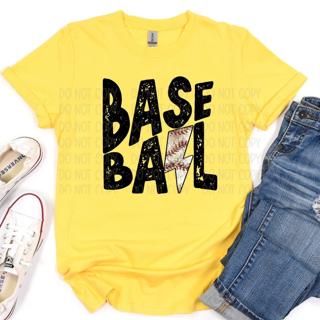 Baseball Laces/Lightning Bolt Yellow Tee