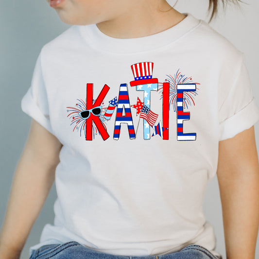 Custom Patriotic Name White Tee (Youth/Toddler)