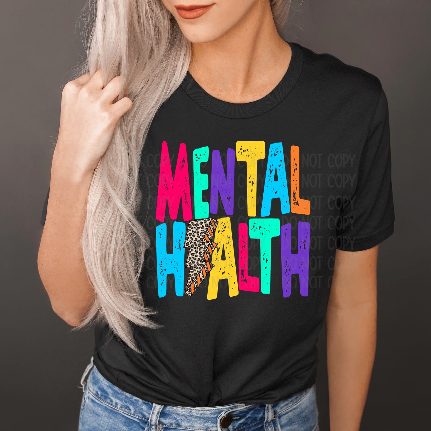 DTF TRANSFER Mental Health Multi-Colored Lightning Bolt