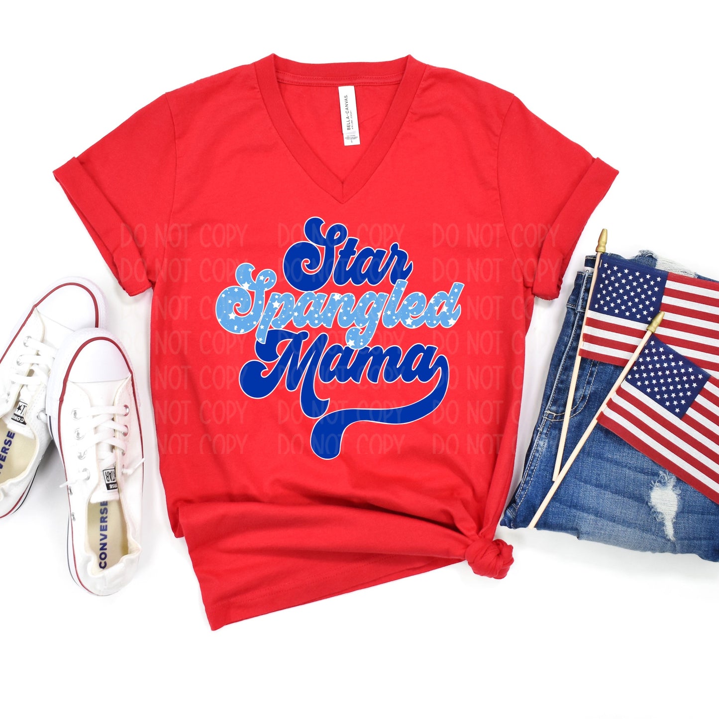 DTF TRANSFER Star Spangled Mama (Blue/Stars/Blue)