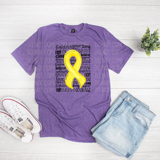 DTF TRANSFER Yellow Ribbon (Awareness)