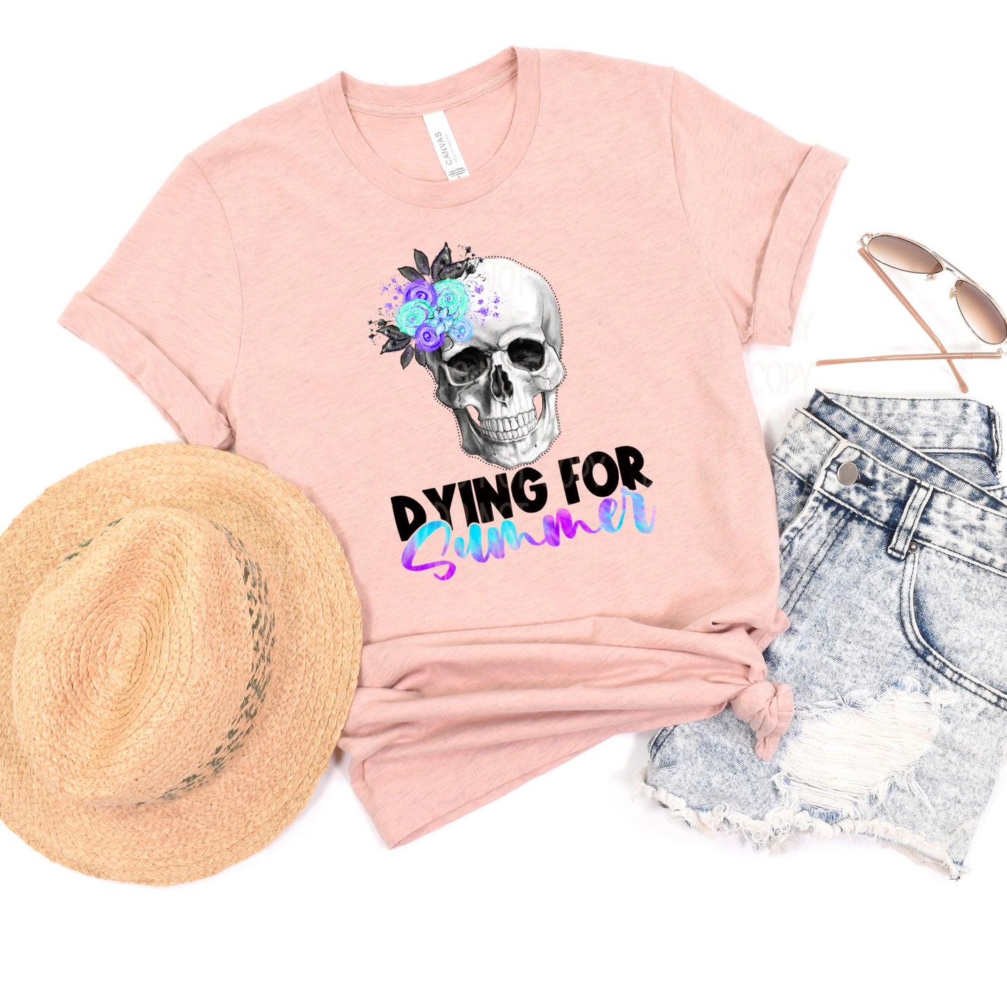 DTF TRANSFER Dying For Summer Floral Skull