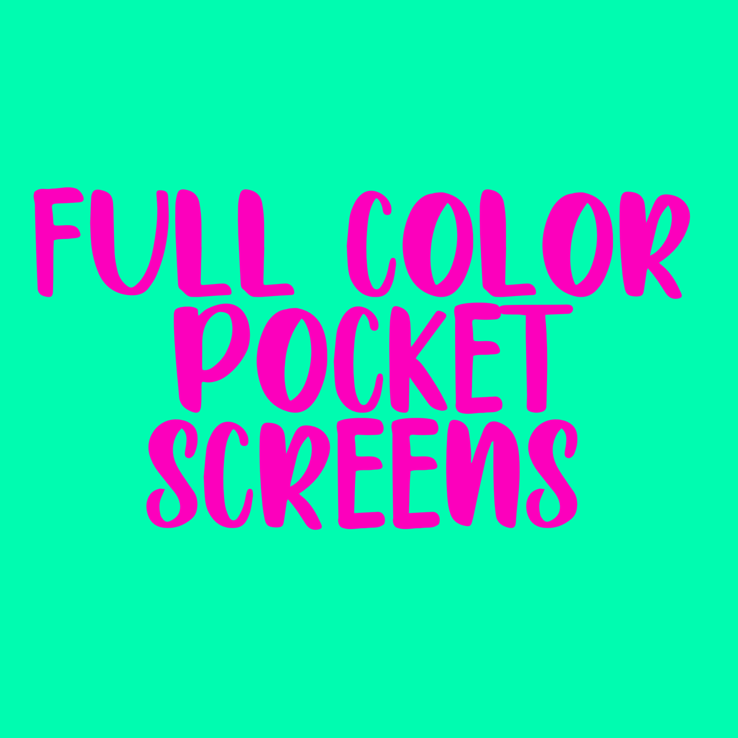 Custom full color pocket 3.5" wide screenprint 7-9 business days from artwork approval