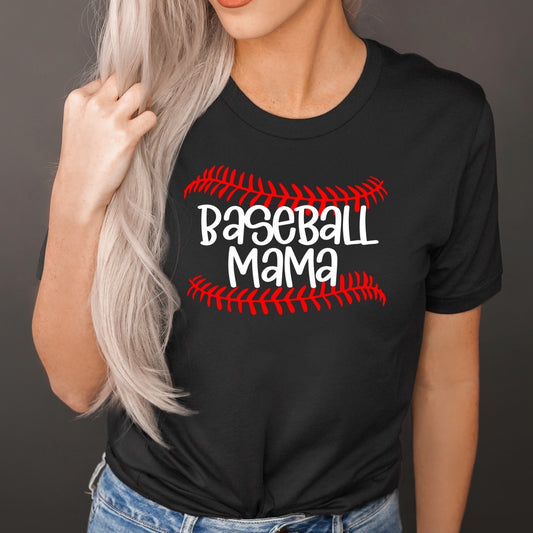 BASEBALL MAMA- Black tee