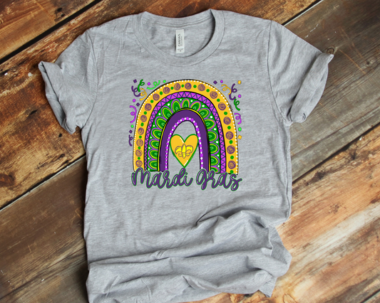 Rainbow Mardi Gras Grey tee