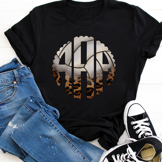 Black tee Volleyball monogram