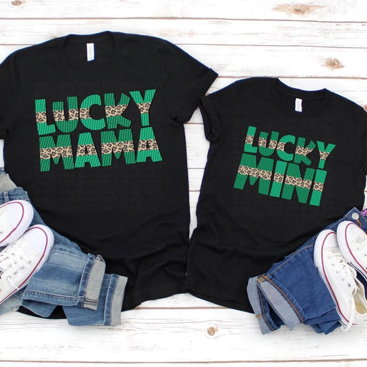 Lucky Mama Leopard Black Tee