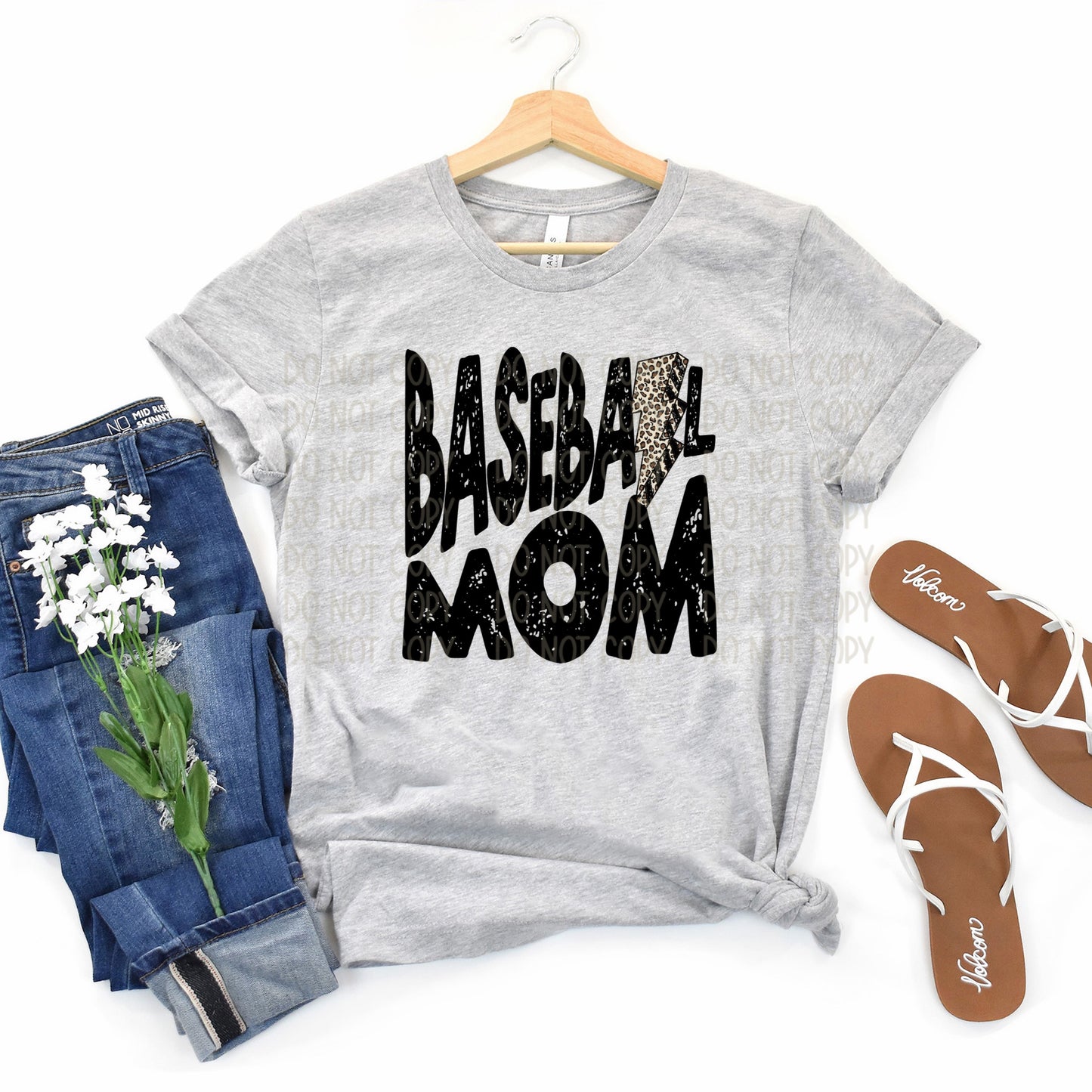 DTF TRANSFER Baseball Mom Leopard/Lightning Bolt