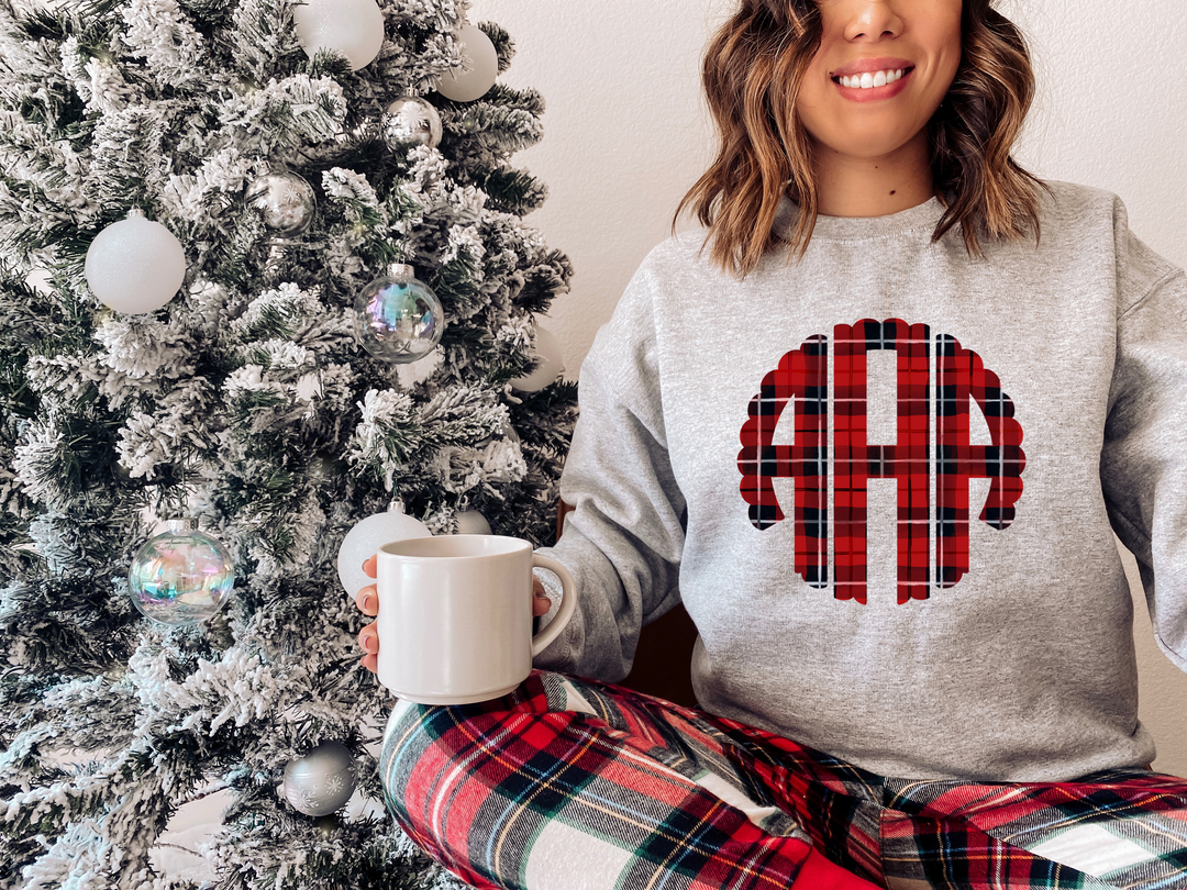 Plaid monogram sales sweatshirt