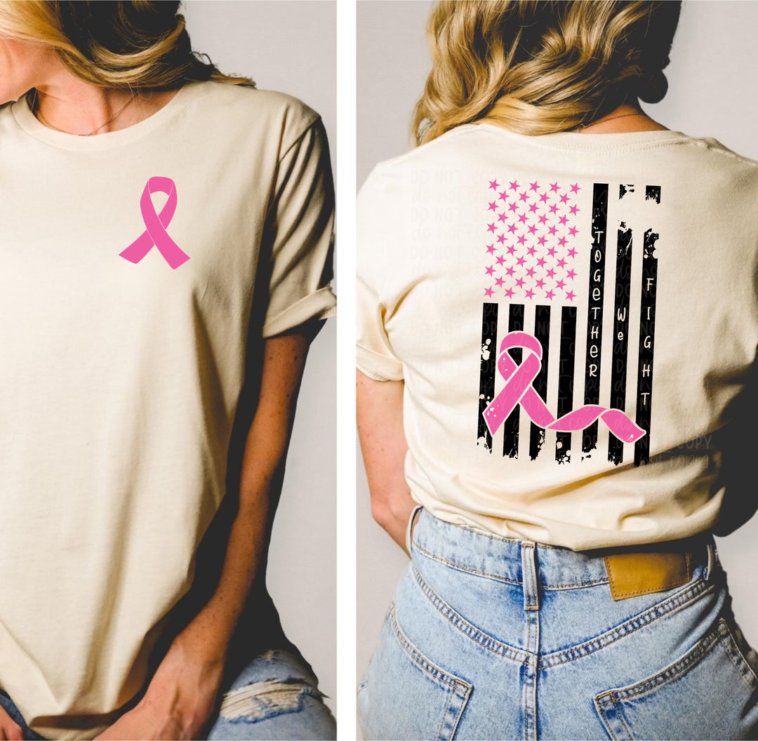 DTF TRANSFER Pink Ribbon Vertical Flag Breast Cancer Awareness