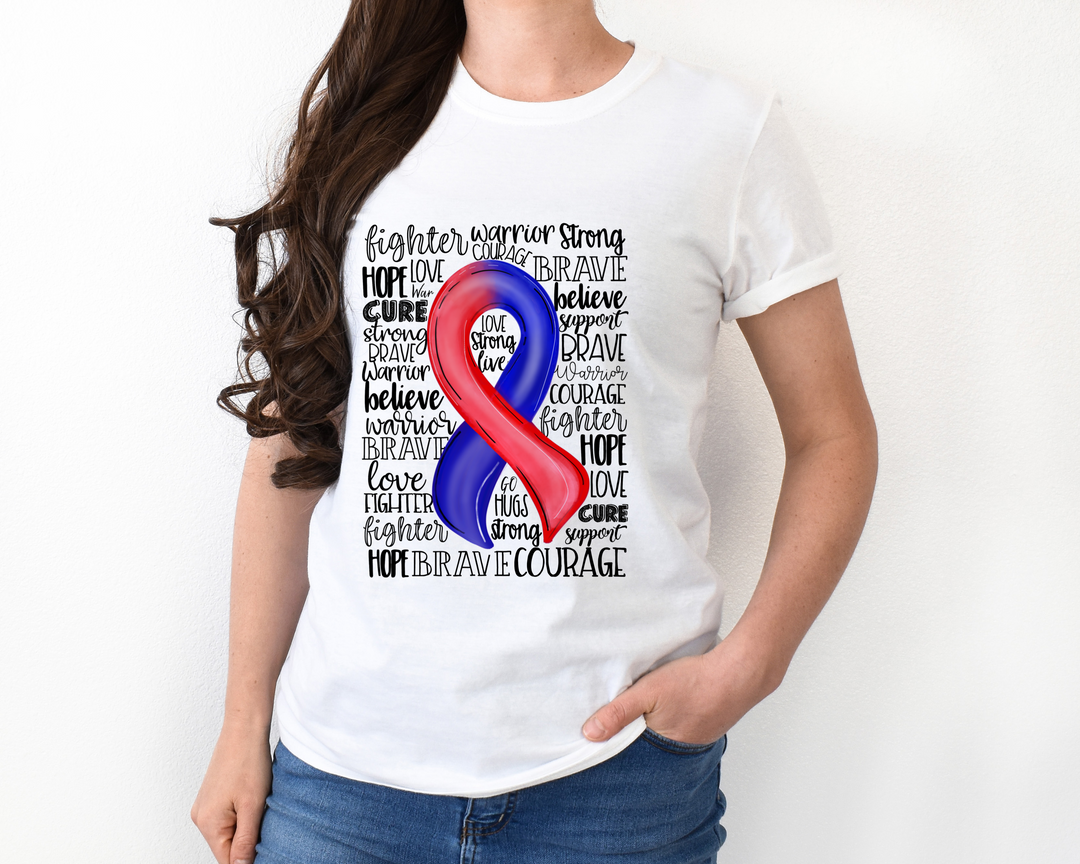 DTF TRANSFER Red and blue CHD Awareness Ribbon