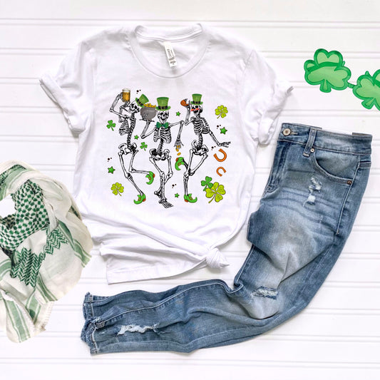 St Patricks Dancing Skellies white Tee