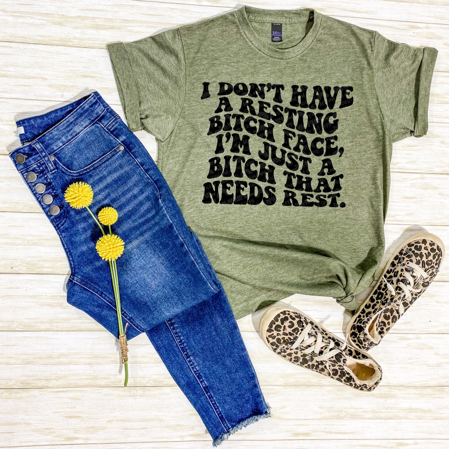 I Don’t Have Resting B*tch Face Heather Military Tee