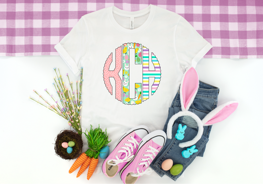 Easter Monogram white tee