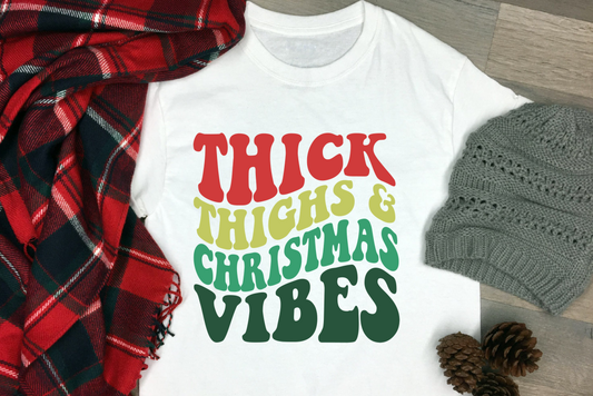 DTF TRANSFER Thick thighs and Christmas vibes retro